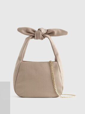QUINCE Italian Leather Mini Bow Bag, Taupe